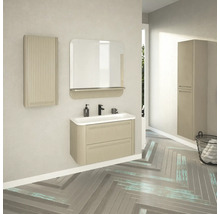 Badspiegel mit Ablage Devo Gloria 2.0 86x86x14 cm Stone grey supermatt geriffelt GL2-LUPL86-2-F111