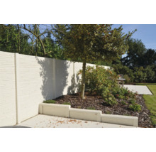 Garten mit Betonzaun und Baum