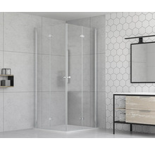 Eckdusche aus Glas in modernem Badezimmer