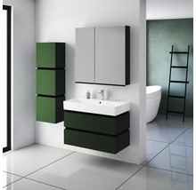Modernes Badezimmer mit Waschbeckenunterschrank, Spiegelschrank und Regal