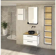 Waschtischunterschrank mit 2 Schubladen Devo Sonus 2.0 BxHxT 77x52x45 cm arctic white hochglanz/natural bardolino oak