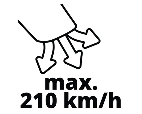 Symbol für maximale Luftgeschwindigkeit von 210 Kilometer pro Stunde