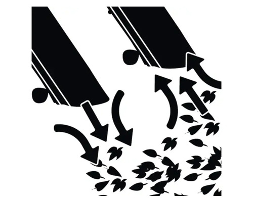 Symbol für Saug- und Blasfunktion eines Laubsaugers