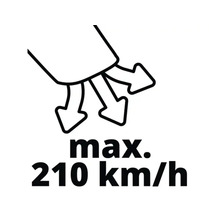 Symbol für eine maximale Luftgeschwindigkeit von 210 Kilometer pro Stunde