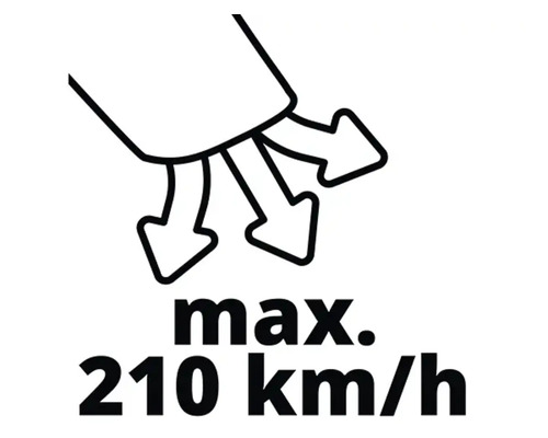 Symbol für eine maximale Luftgeschwindigkeit von 210 Kilometer pro Stunde