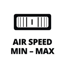 Symbol für die Einstellung der Luftgeschwindigkeit von minimal bis maximal