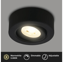 Schwarze, runde und dimmbare Einbauleuchte mit warmweissem Licht