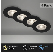 Viererpackung schwarze LED Einbaustrahler