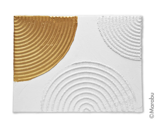 Gemälde mit erhabenen Halbkreisen und Marabu Logo