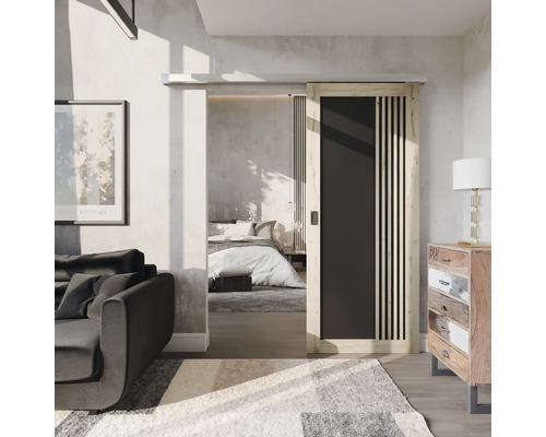 Schiebetürblatt MODERNO Balkeneiche 950x2030 mm für Beschlag Selir Links/Rechts Wohnzimmer mit Schiebetür zum Schlafzimmer