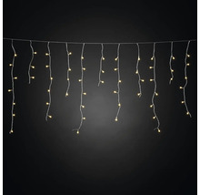 Lichterkette mit herabhängenden Strängen und warmweißen Lichtern