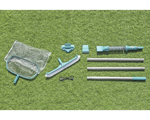 Poolreinigungsset mit Kescher, Bürste, Staubsauger und Teleskopstange