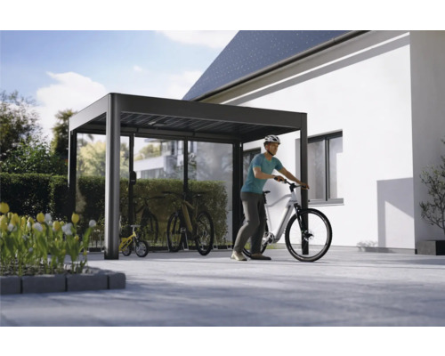 Fahrradunterstand mit Solardach und Fahrrädern