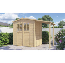 Gartenhaus mit Anbau und Fenster aus Holz
