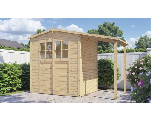 Gartenhaus Bertilo Fineline 2 inkl. Schleppdach 344 x 169 cm natur