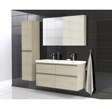 Jungborn Waschplatz TRENTA BxHxT 120x65x45 cm kendal eiche natur mit Doppelwaschtisch Keramik Griffleiste schwarz