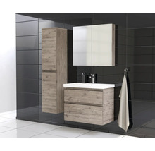 Badezimmer-Set mit Waschtischunterschrank, Spiegelschrank und Hochschrank