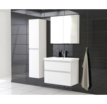 Jungborn Waschplatz TRENTA BxHxT 80x65x45 cm 3D-Streifen-Struktur weiß mit Keramik-Waschtisch Griffleiste chrom matt