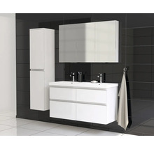 Modernes Badezimmerensemble mit Waschbeckenunterschrank, Spiegelschrank und Hochschrank
