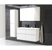 Jungborn Waschplatz TRENTA BxHxT 120x65x45 cm 3D-Streifen-Struktur weiß mit Doppelwaschtisch Keramik Griffleiste chrom matt