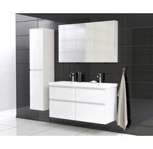 Jungborn Waschplatz TRENTA BxHxT 120x65x45 cm weiß glanz mit Doppelwaschtisch Keramik Griffleiste weiß
