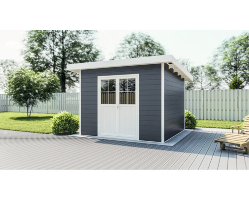 Gartenhaus mit Doppeltür auf Terrasse