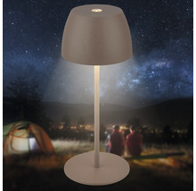Dekorative Tischleuchte mit Lampenschirm auf einem Campingplatz