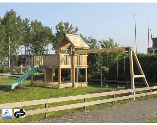 Spielturm mit Rutsche und Schaukel für den Außenbereich