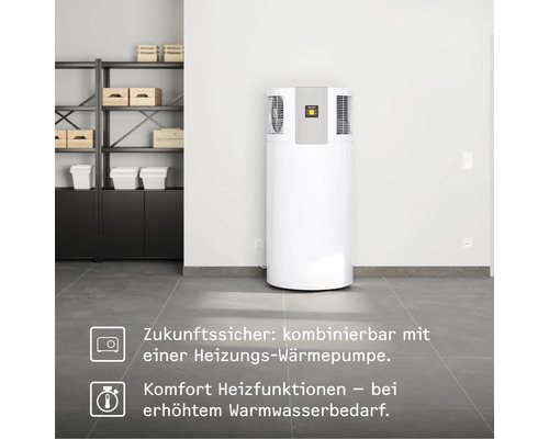 Freistehende Warmwasser-Wärmepumpe im Raum