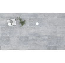 Fliesenboden mit Pflanze, Magazin und Glas