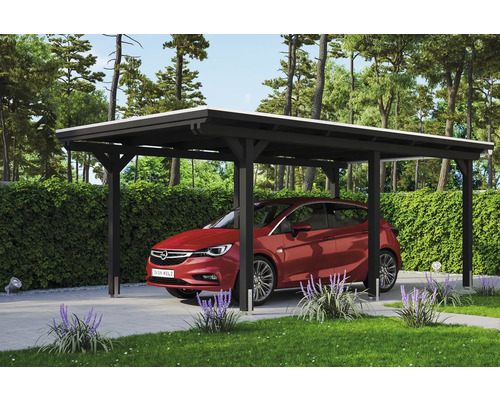 Einzelcarport SKAN HOLZ Emsland inkl. Pfostenanker 354 x 604 cm anthrazit