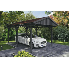 Einzelcarport SKAN HOLZ Fichtelberg inkl. Pfostenanker, rote Dachschindeln 317 x 566 cm anthrazit