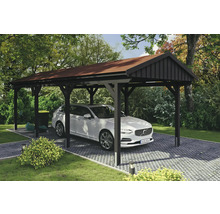 Einzelcarport SKAN HOLZ Fichtelberg inkl. Pfostenanker, rote Dachschindeln 317 x 808 cm anthrazit