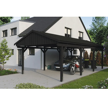 Einzelcarport SKAN HOLZ Fichtelberg inkl. Pfostenanker, schwarze Dachschindeln 423 x 808 cm anthrazit