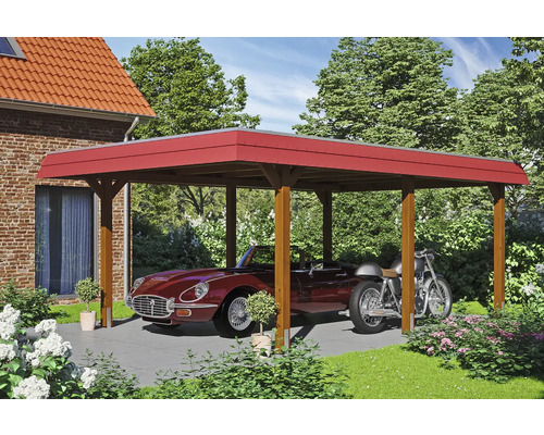 Einzelcarport SKAN HOLZ Wendland rote Blende inkl. Pfostenanker, EPDM Folie 409 x 628 cm nussbaum Einzelcarport SKAN HOLZ Wendland rote Blende inkl. Pfostenanker, EPDM Folie 409 x 628 cm nussbaum