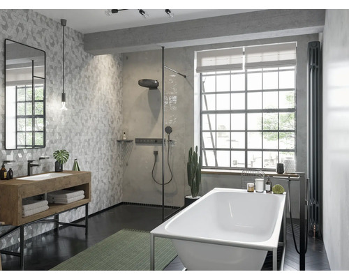 hansgrohe Duscharmatur mit Thermostat RainSelect brushed black chrom gebürstet für 4 Verbraucher ohne Unterputzgrundkörper 15382340