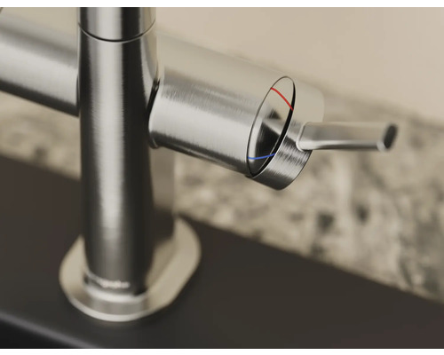 Detailansicht einer Armatur mit Einhebelmischer für Waschtisch