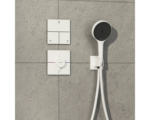 Duschsystem mit Kopfbrause, Handbrause und Thermostatarmatur zur Temperaturregelung