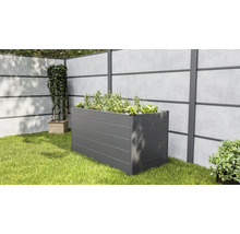 Garten mit Hochbeet, Pflanzen und Zaunelementen