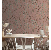 Vliestapete 39745-3 Pint Walls 2 Blätterranke rosa grün