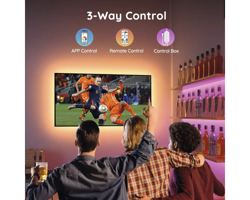 LED-Streifen mit App-, Fernbedienungs- und Steuerboxsteuerung für TV-Hintergrundbeleuchtung