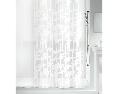Duschvorhang mit Pflanzenmotiv im Badezimmer
