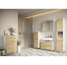 Modernes Badezimmer-Set mit Waschbecken, Spiegelschrank und Stauraum