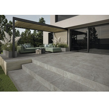 Terrassenplatte Feinsteinzeug Authority Grey rektifizierte Kante 120 cm x 60 cm x 2 cm