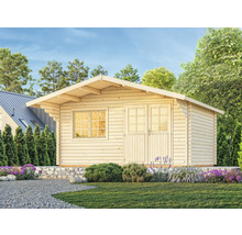 Gartenhaus Palmako Sally 19,1 m² inkl. Fußboden 577 x 560 cm hellgrau-weiß