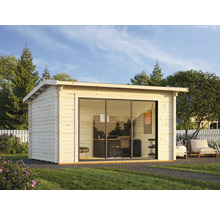 Gartenhaus Palmako Ines 11,1 m² Slide Plus inkl. Fußboden 434 x 379 cm weiß-anthrazit