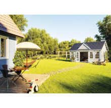 Gartenhaus Palmako Claudia 19,4 m² inkl. Fußboden 574 x 424 cm dunkelgrau-anthrazit