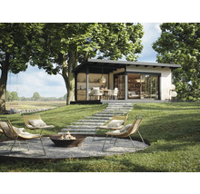 Gartenhaus Palmako Andrea 11,2+7,9 m² Slide inkl. Fußboden 715 x 402 cm hellgrau-anthrazit