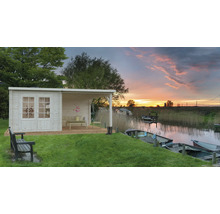 Gartenhaus Palmako Ella 6,9+8,2 m² 554 x 340 cm hellgrau-weiß