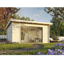 Gartenhaus Palmako Lea 14,2 m² Slide Plus inkl. Fußboden 494 x 402 cm weiß-anthrazit